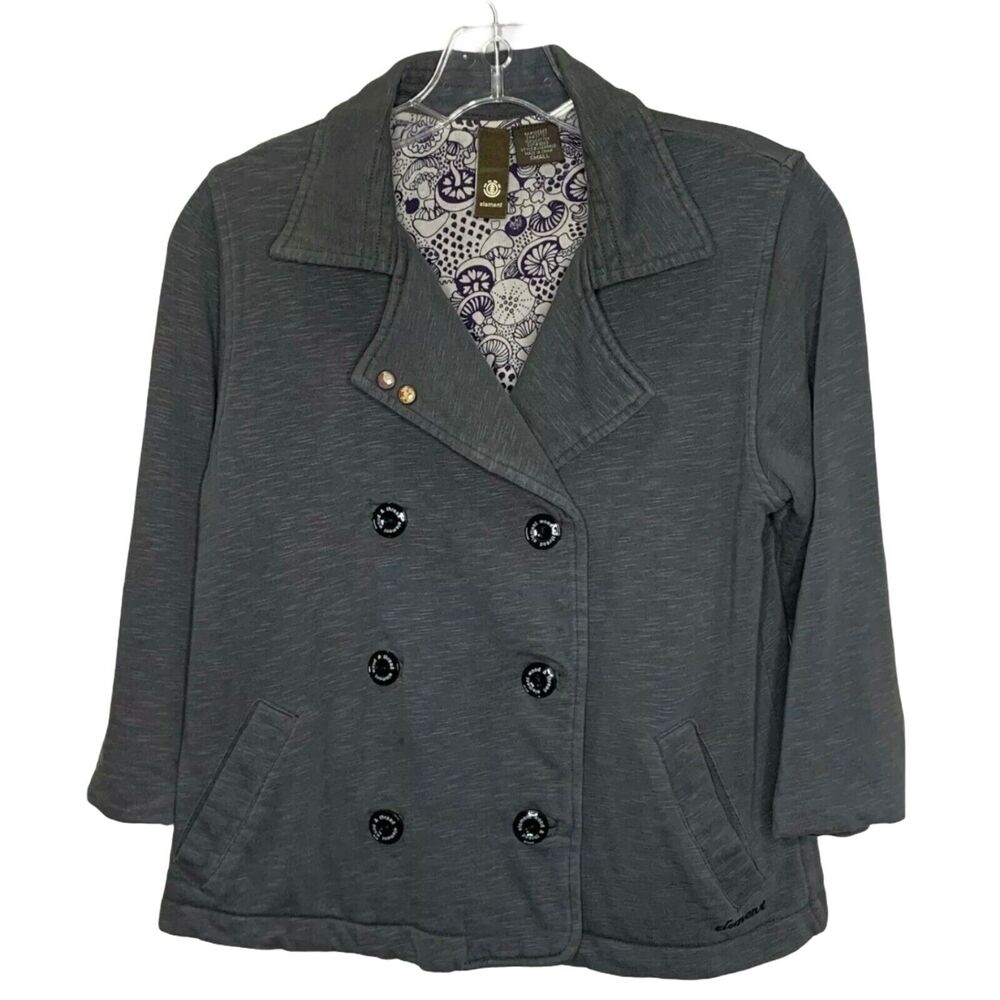 Element Women Jacket Coat Military Style Retro‎ 100% Cotton Gray Wood & Thread S